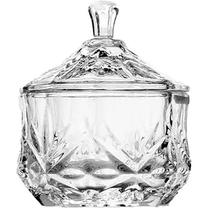 Colorful  Glass Candy Snack Barrel Storage Jar Embossed Luxury Cookie Buffet Canister With   Box Jar Biscuit Containers(Clear)