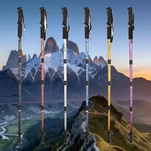 Telescopic Aluminum Alloy Trekking Pole Portable Adjustable Hiking Stick for Camping Mountaineering Outdoor Sports Hiker