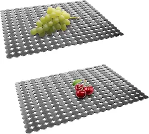 Kitchen Sink Mat 2Pack Stainless Steel/Ceramic Sinks PVC Eco-friendly Protectors Bottom of Kitchen Sink Adjustable Fast Draining Dots Design 11.8x15.7 (Black Translucent)