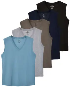 Real Essentials 5 Pack: Women's 100% Cotton V-Neck Sleeveless Tank Top Basic  Ladies Casual Shirts (Available In Plus Size)