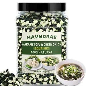 6.5oz Dried Miso Soup Mix - Instant Dried Wakame Seaweed, Tofu & Green Onion Mix, Vegan Soup Toppings, Quick-Soak Japanese Broth Add-In for Ramen, Udon, Noodles, Stews & Camping Meals