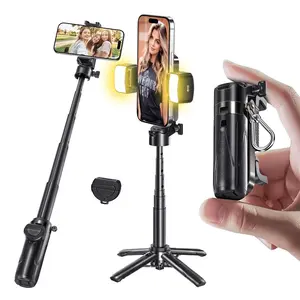Portable Selfie Stick, Smartphone Tripod Stand All-in-1 with Wireless Remote and Extendable Tripod Stand, 360 Degrees Adjustable Phone Tripod Compatible with All iPhone/Android