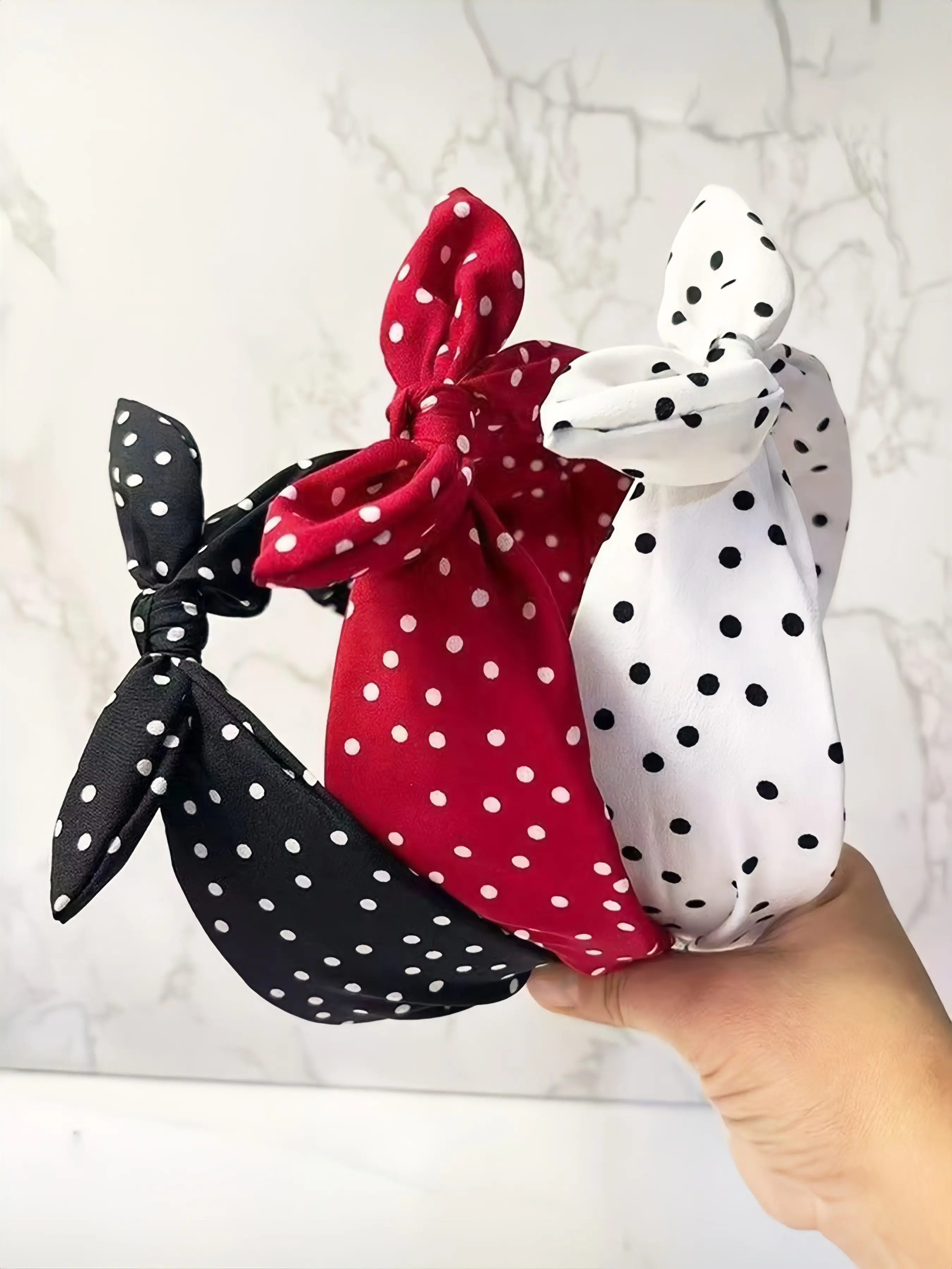 Ladies' sweet polka dot headband, fashionable bow hair accessory, rabbit ears, Easter, party, campus, vacation travel, gentle temperament accessory, daily casual accessory, Soft headband