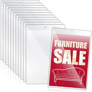 25 Pcs 5 x 7 Inch Clear Plastic Furniture Tag Holders Bulk - Open Short Side Vinyl Tag Sleeves for Barcodes Inventory Control