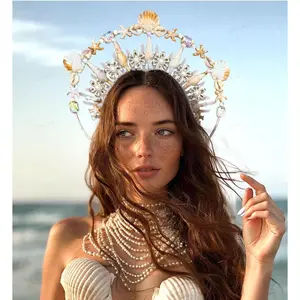 Double Layer Conch Metal Shell Design Headband Crown, Festive & Party Accessory for Home Supplies