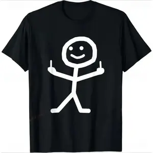 Middle Finger Stick Figure Meme T-Shirt | Edgy Gen Z Humor Tee, Shortsleeve, Casual