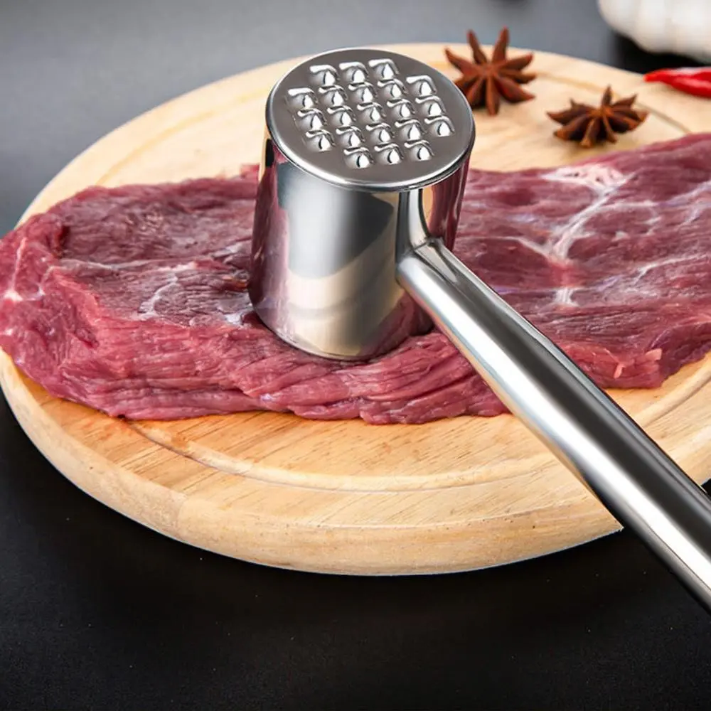 Household Stainless Steel Meat Tenderizer, Double-Sided Steak Hammer, Beef Tenderizing Tool, Kitchen Cooking Utensil