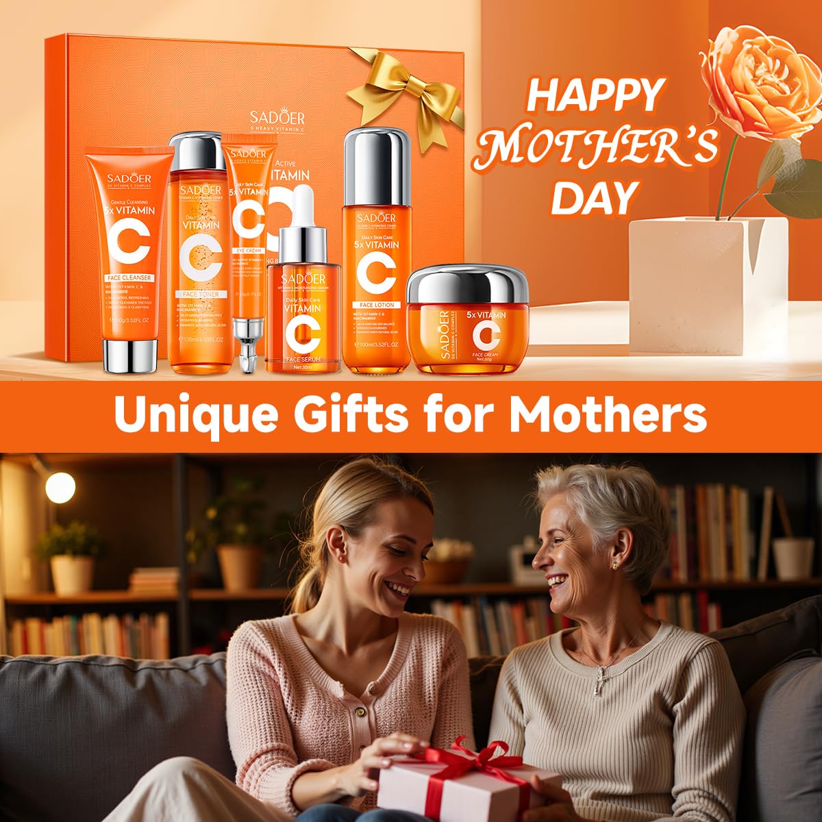 Glowing Skin Essential! SADOER 5X Vitamin C Care Set, Brightening Anti-Aging Hydrating Facial Kit