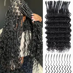 Starhair Deep Wave Pre-divided Bulk Hair for Boho Braids 100% Human Hair 100g Per Bundle 1B Natural Color