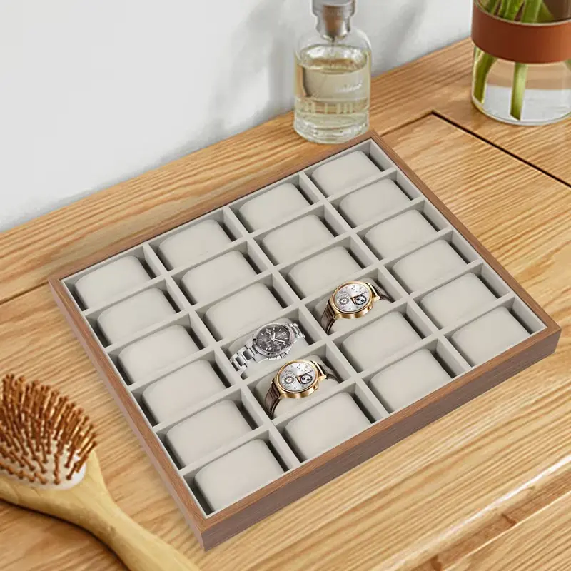 24-Slot Luxury Wooden Watch Box Organizer - Jewelry, Bracelet Storage Display Case with Removable Flannel Pillows