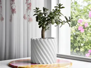 Spiral Thread Modern Planter - Screw Flowerpot - Pot for Indoor/Outdoor Plants - Decorative Pot for Succulents, Herbs, Snake Plants - Contemporary Home Decor