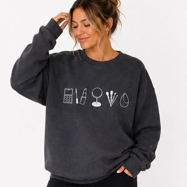 Makeup artist icon crewneck | MUA makeup crewneck | neutral aesthetic Comfort Pullover Casual Comfortable Sweatshirts for makeup artists. MUA gift Colorful Day