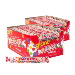 Smarties Candy Giant Rolls Original Flavor Bulk Gluten Free & Vegan Delight Sweetness from Family Owned Since 1949 Peanut Free Dairy Free Perfect Halloween Treat - 2.2 Pound 36 Count (Pack of Two)