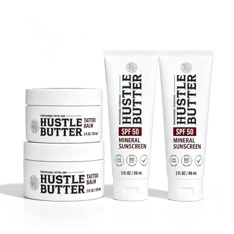 2026 Limited Time！2 Sets Tattoo Care Complete Bundle｜Hustle Butter Skin Repair Healing Balm + Water Resistant SPF50 Sunscreen Tattoo Aftercare Healing Kit