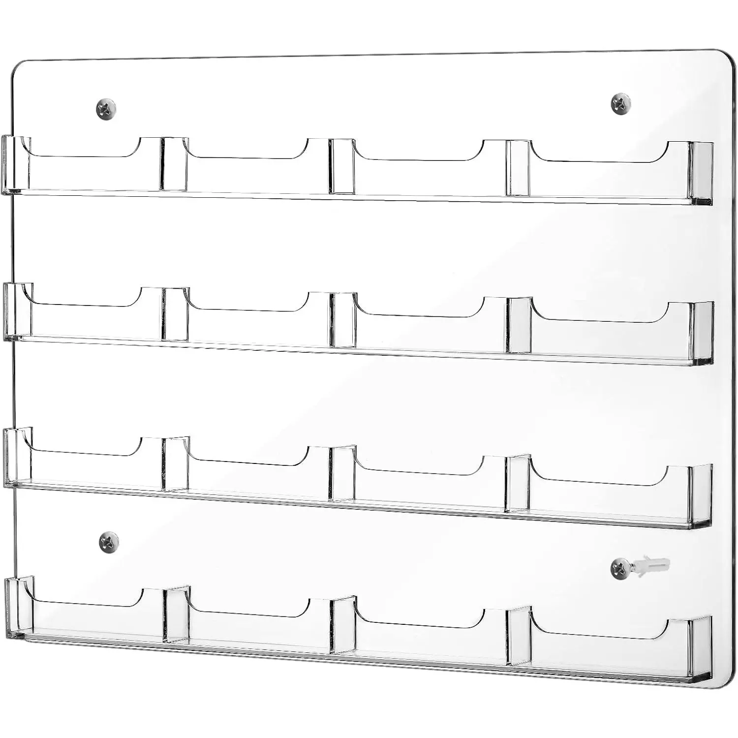 Acrylic Business Card Holder Wall Mount Clear Sticker Display Rack Multiple Card Holders Clear Acrylic Organizing Sticker Display Stand Pre Drilled(16 Pockets)
