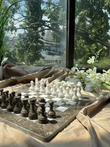 Marble Chess Set - Classic Design with Natural Pieces and Board for Strategic Play