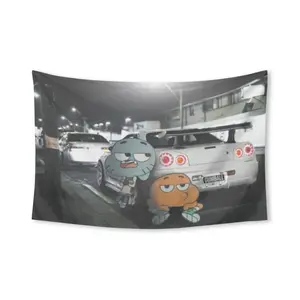 The Amazing World of Gumball Tapestry Funny Tapestries Durable Man Cave Wall Flag for College Dorm Room Decor Outdoor Party Banner Tree Design
