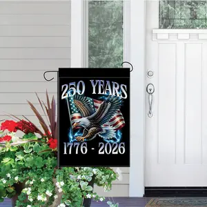 [July 4th, Memorial Day] Door Banner, 250th Anniversary of USA Flag- 250 Years Independence Garden Flag with Eagle& 1776-2026 Dates, Double-Sided Indoor Banner for July 4th, Memorial Day, No Flagpole, 12x18 Inch, Polyester Material