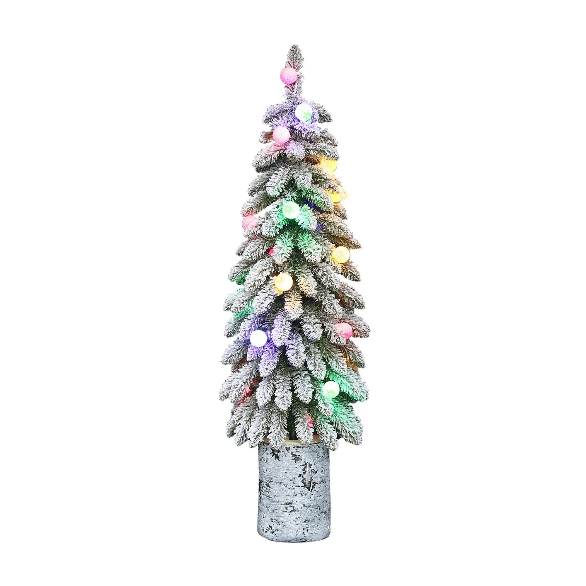 Puleo Pre-Lit 4' Potted Flocked Alpine Christmas Tree