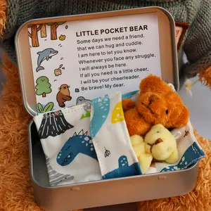 Mini Plush Bear, Cute Teddy Bear, Pocket Hug Bear with Inspirational Card, Christmas Valentine's Day Mother's Day Gift, Unisex, Stuffed Animal Gift, Huggable Stuffed Animal, Soft Cuddly Gift