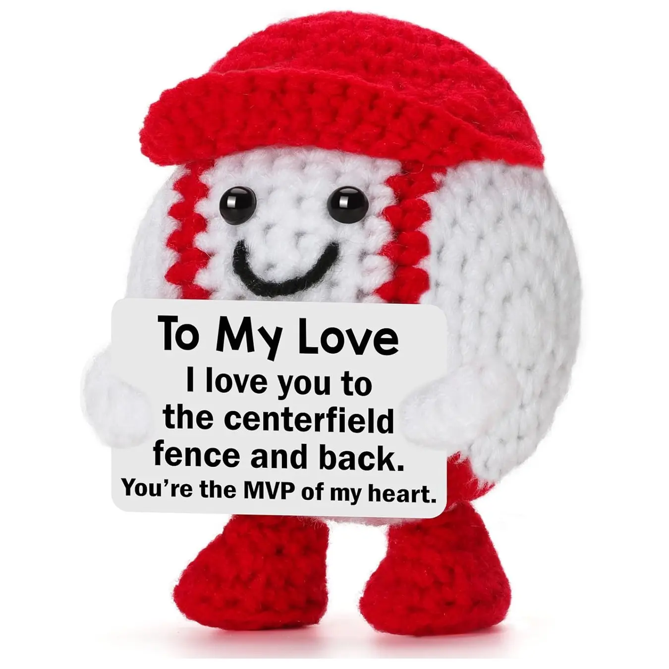 Gifts for Boyfriend Him Valentines - to My Love, Valentine Valentine's Day Anniversary Crochet Baseball Figurine Desk Sign I Love You Gift for Men Husband Bf Fiance Partner Birthday Easter Presents Handmade Crochet Figure
