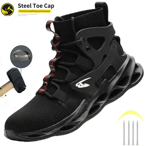 New Fashion Lightweight Men Safety Shoes Steel Toe Cap Work Sneakers Men Protective Shoes Anti-smash Anti-puncture Indestructible Shoes Construction Work Shoes work hiking boots sneakers
