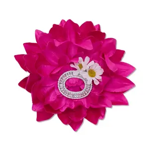 HOT PINK DAISY RHINESTONE BROOCH