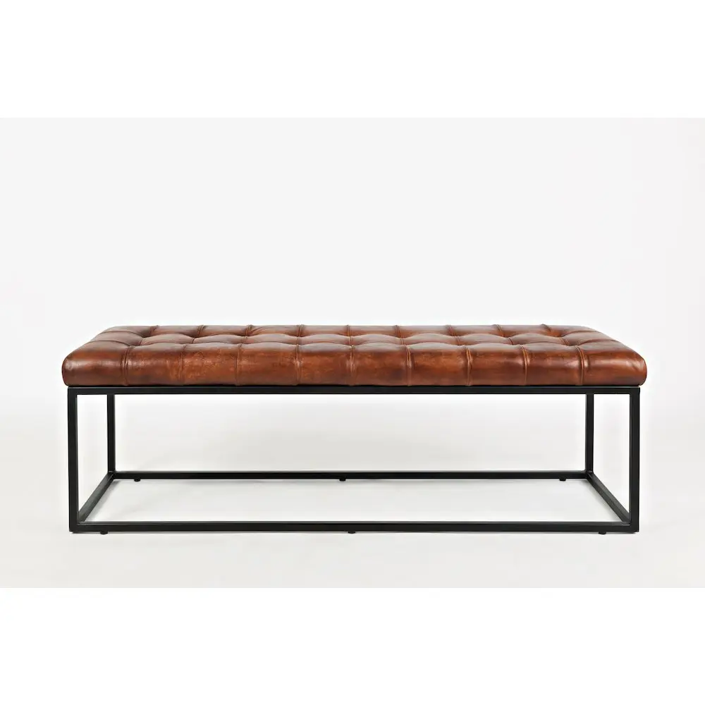 Global Archive 55" Rectangular Rustic Handmade Craft Genuine Distressed Leather Face Ottoman Bench, Ideal for Bedrooms