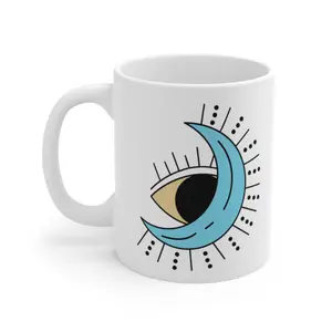 Message From The Universe Mug - Moon - Crescent Moon - Spiritual Gifts - Moon Child - Manifest - Mantra - Evil Eye - Crystals Drink Drinkware Ceramic Reusable Cup Reuse Washable Coffee
