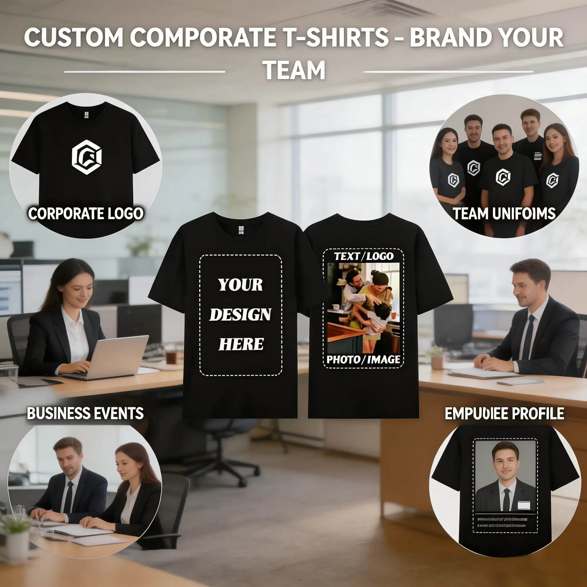 Custom Profession Photo T-Shirt Personalized Worker Job Portrait Tee 100% Cotton Custom Text Logo Back Print Shirt Unisex Men Women Custom Occupation Gift For Nurse Teacher Firefighter Police