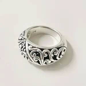Sterling Silver 925 Texture Lightweight Hollow Ring Electroformed Jewelry