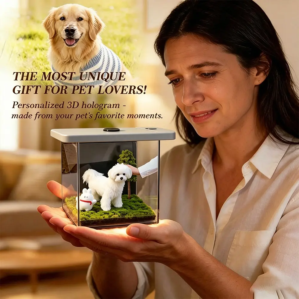 ABOSY Pet 3D holographic projection box can DIY pets and interact with projected pets. Pet souvenirs and commemorative gifts are suitable for commemorating pets