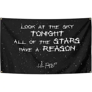 Look At The Sky Tonight All Of The Stars Have A Reason Lil Rapper Peep Tapestry 40x60inch Bedroom, Living Room, University Dormitory Decoration Available for Indoor and Outdoor Use