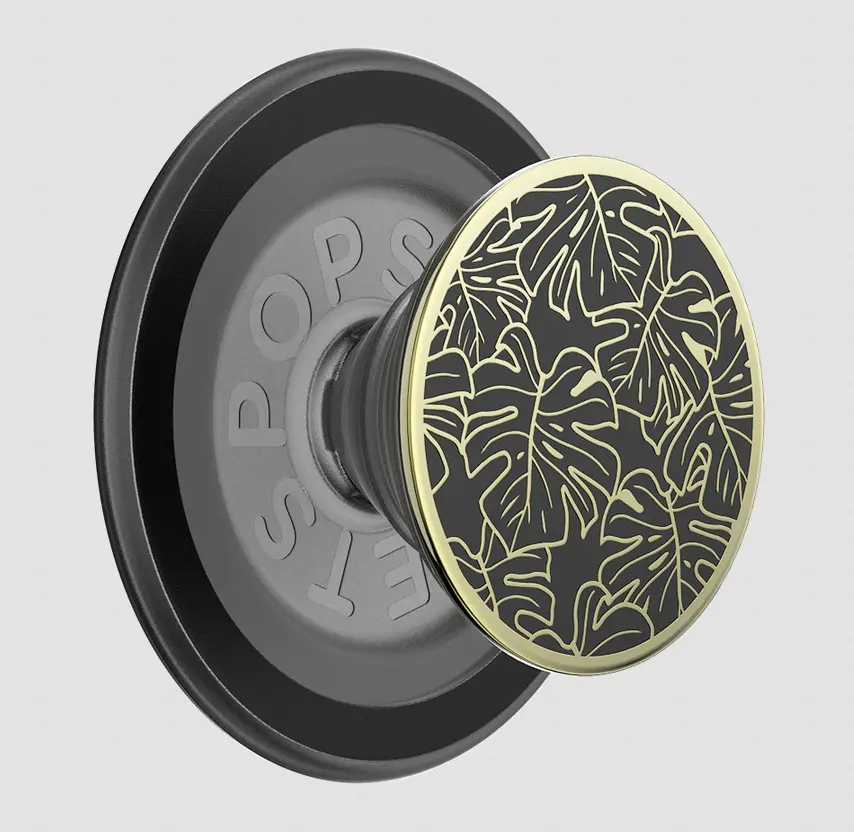 PopSockets Enamel Monstera Black MagSafe PopGrip - Cellphone Mount for Mobile Phones
