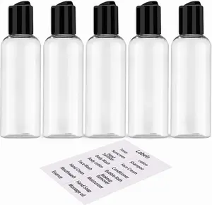 5 Pack 3.4 oz Travel Bottles for Toiletries, TSA Approved Leakproof Plastic Empty Travel Size Bottles Containers with Labels