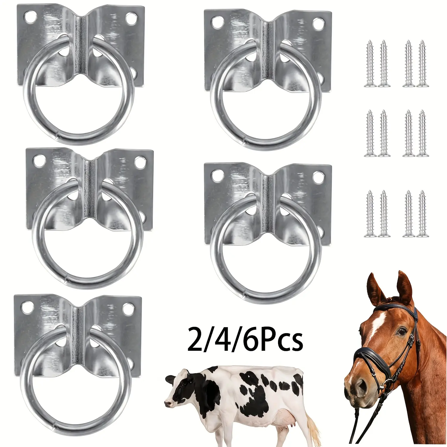 2/4pcs Horse Cross Tie Ring, Screwed Horse Stable/Horse Stable Block Tie Ring, Wall-mounted Horse Tie Ring, Tie Horse Barn Supplies