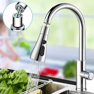 360° Splashproof Rotating, Kitchen Sink Accessories, Easy Installation, PVC Extensible Nozzle, 3 Modes, Bathroom Water Tap, Rotatable Rotary Faucet, Faucet Sprayer Attachment