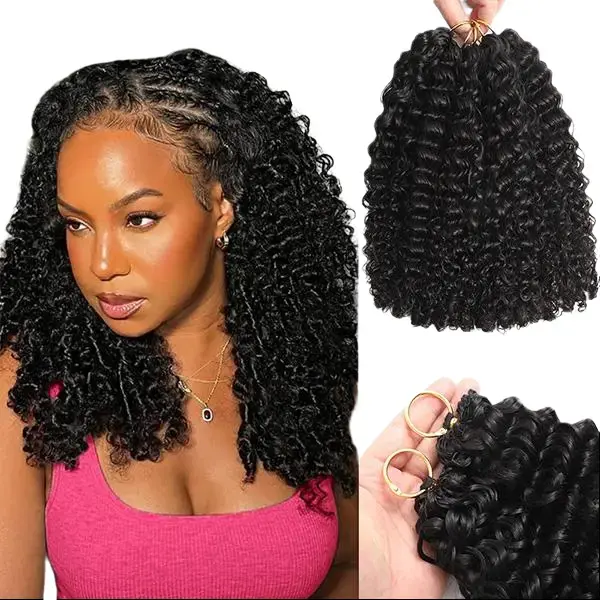 Asakiss Feather Crochet Human Hair Water Wave for Miracle Knots Boho Braids Knotless Burmese Curly Kinky Curly Feather Crochet Human Hair 4-5 Packs for Full Head Pre-Separated,50g/Pack each Pack 40 Strands Time-Saving, lightweight Protective Styles