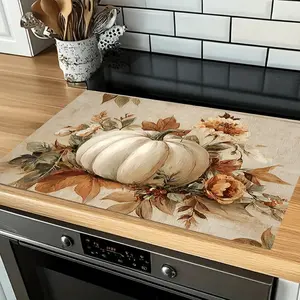 Autumn Pumpkin Floral Silica Gel Stove Pad, Absorbent Non-Slip Kitchen Heat Insulation Mat, Healthy & Stylish Home Decor Accessory, Placemat