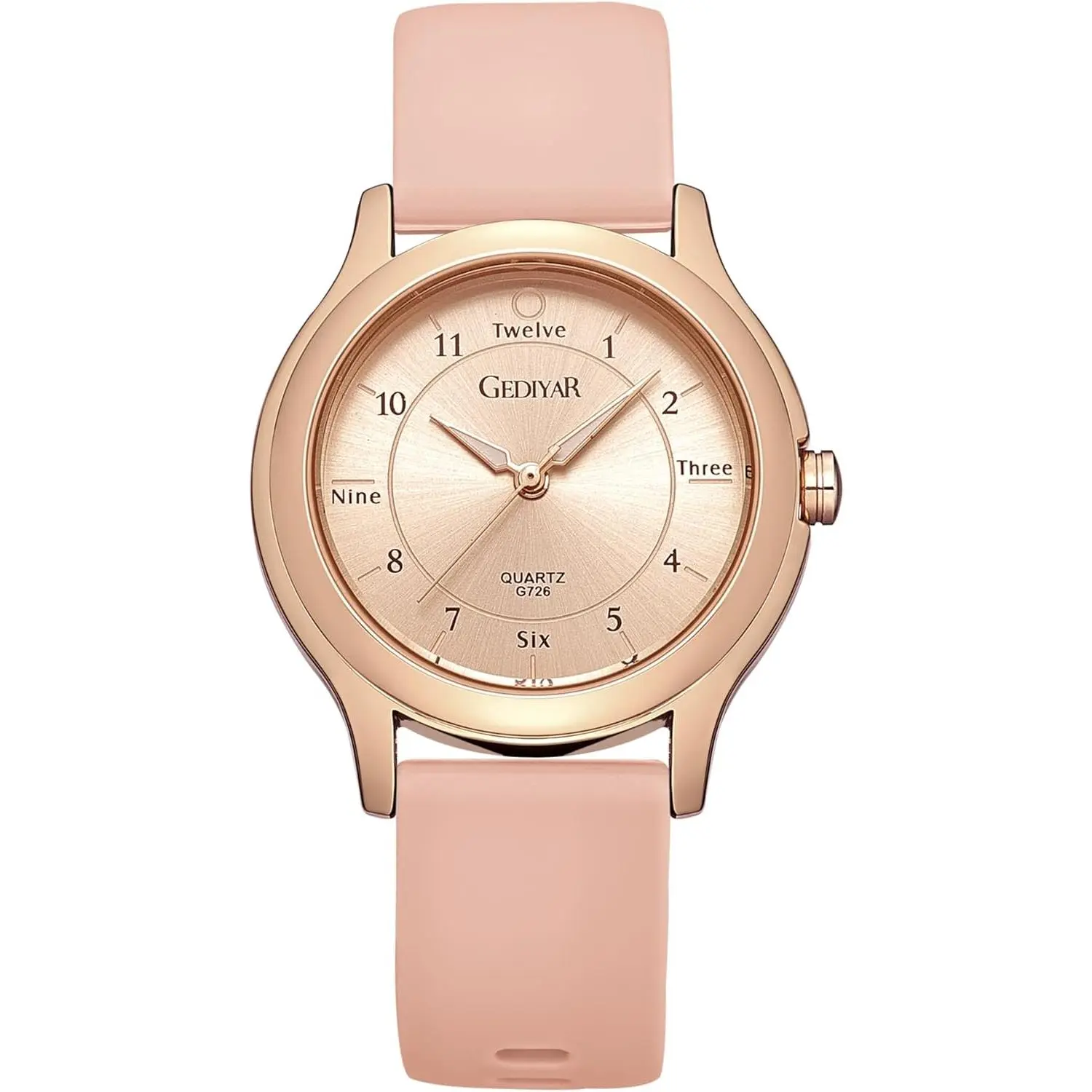 Modern Round Shape Analog Watch for Women with Durable Rubber Band - Simple, Easy Reading Quartz Movement for Teachers, Nurses