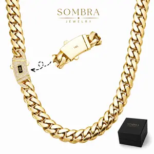 14K Real Gold Plated Cuban Necklace| Miami Link Hip-Hop Chain| Waterproof & Non-Fade| 6mm-14mm Sizes| Timeless Shine Y2K Jewelry|Fashion Gift outdoorfun Stainless Steel Necklace