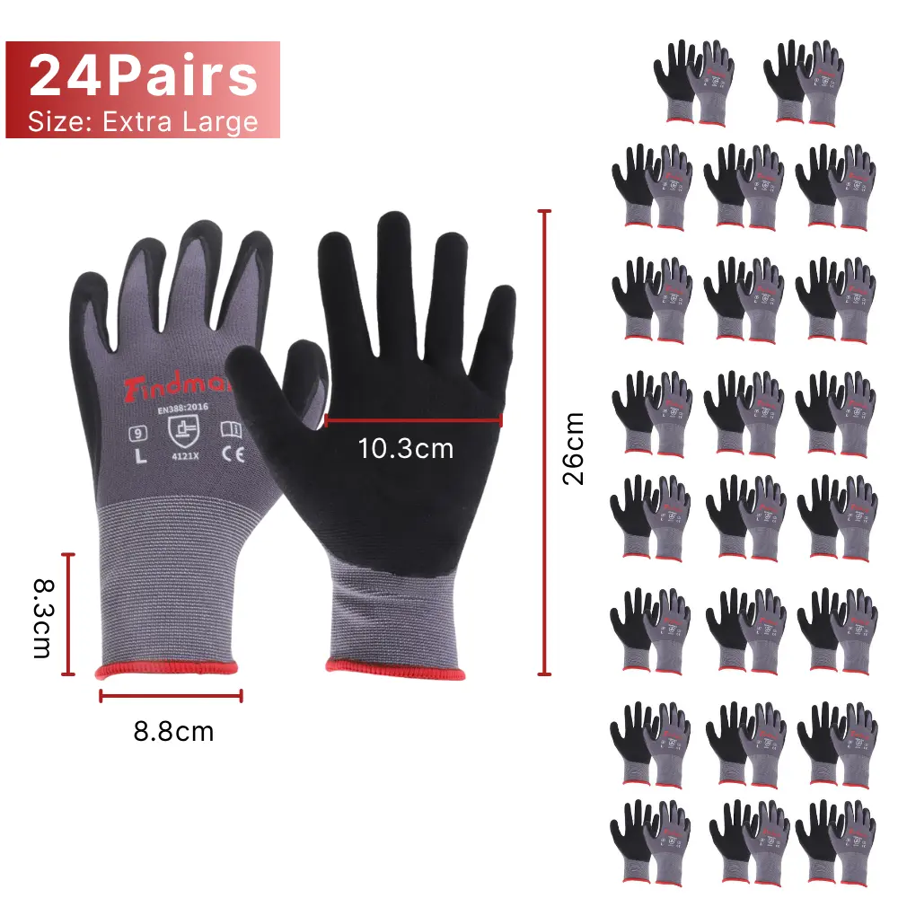 24 Pairs Extra Large Work Gloves