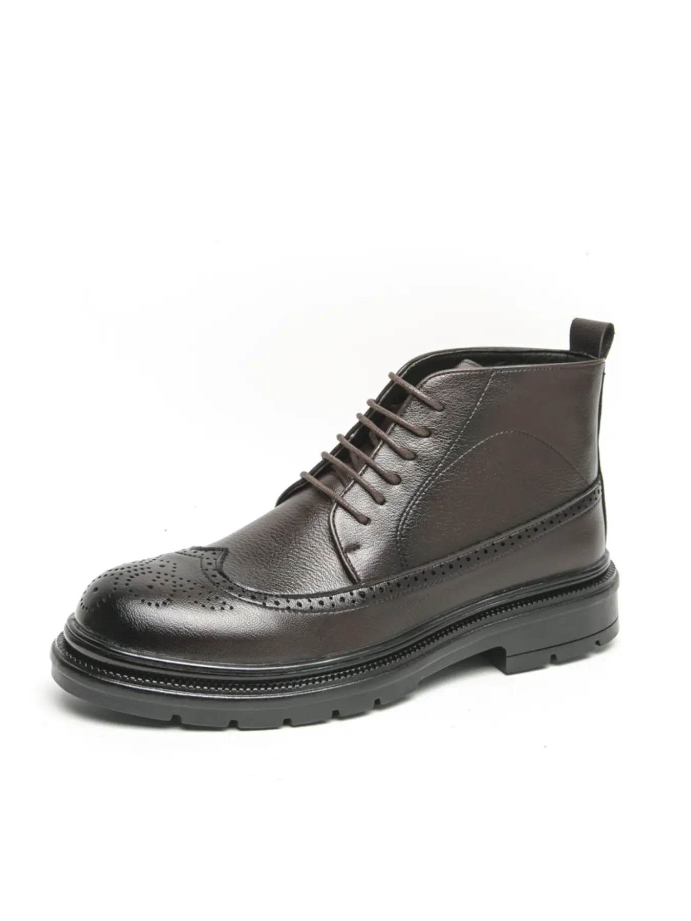 Men low heel lace up derby boots solid color classic retro carved Blok men boots