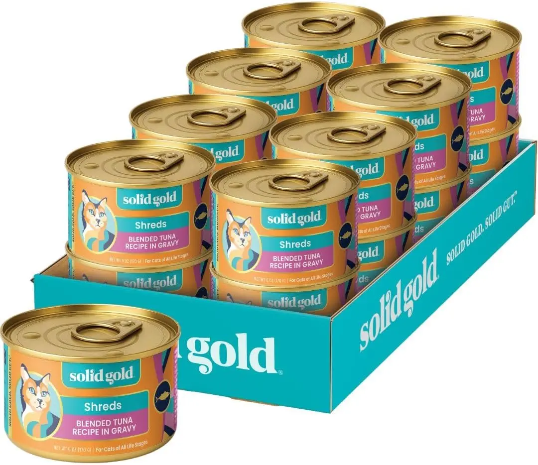 Solid Gold Five Oceans Wet Cat Food with Blended Tuna in Gravy - Grain Free & Gluten Free Holistic Canned Meal for Adult Cats & Kittens