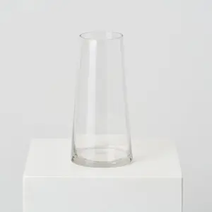 Large Clear Taper Up Cylinder Glass Vase