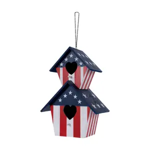Backyard Expressions 2 Compartment Hanging Wooden Birdhouse