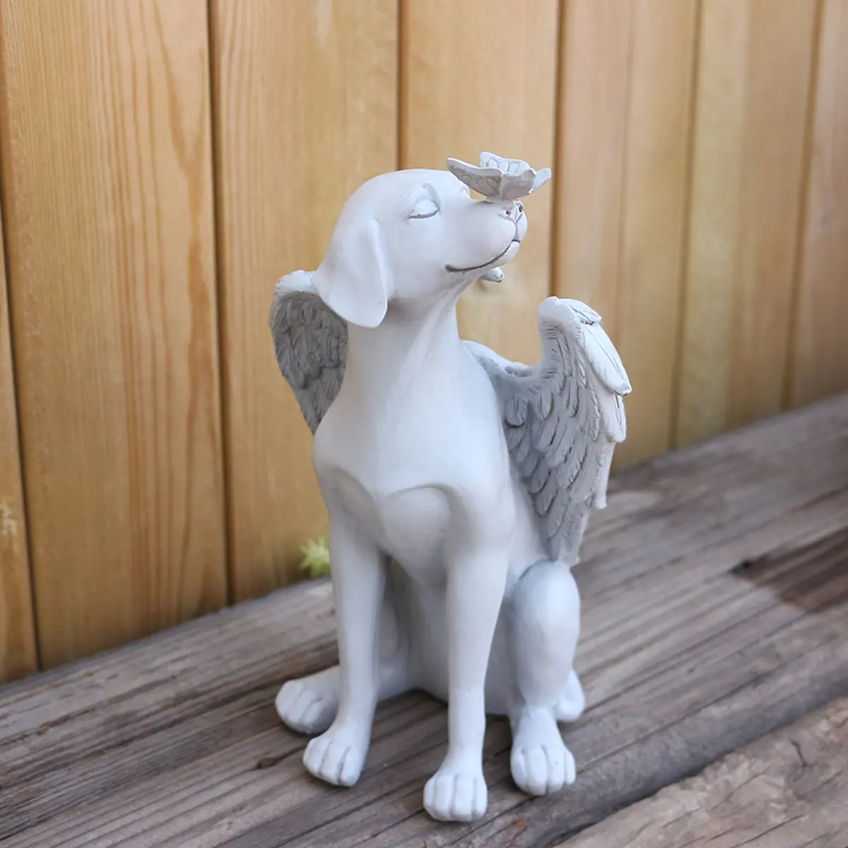 Unique Resin Angel Poodle Dog Puppy Sculpture, Resin Sculptures, Memorial Figurine for Pet Loss, Home Desktop Garden Statue Outdoor Decor, Animal Statue, No Power Needed, Pet Lover Gift