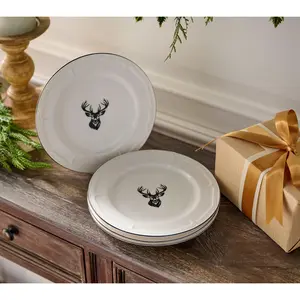 Mrs. H by Dee Hilfiger S/4 Staghead Appetizer Plates
