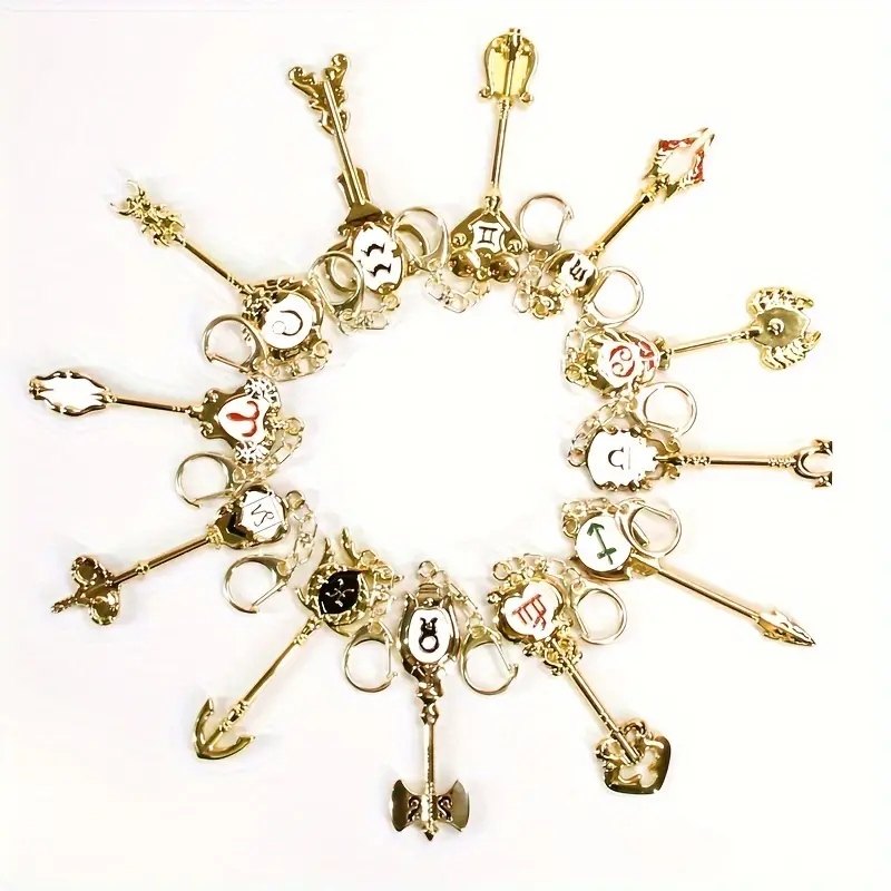 Hot Anime Peripheral 12 Constellation Keychain Role Play Props Accessories Men's Keychain 12 Sets