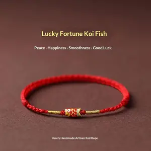 Landing Bracelet Koi Fish Zodiac Year Red String Bracelet for Women Handmade Woven Rope Good Luck Bracelet for Men Exam Interview Entrepreneurship Gift